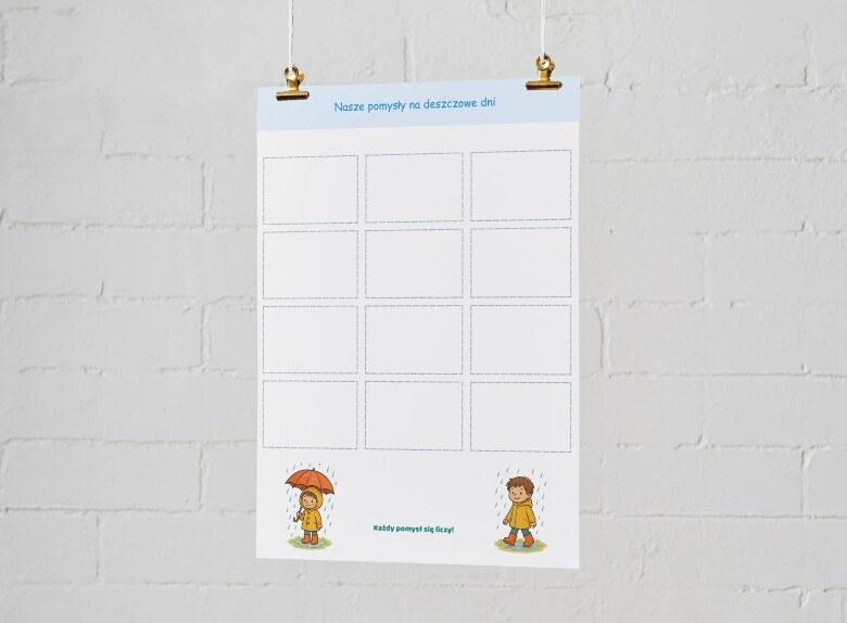 Temat zajęć: „Pomysły na deszczowe dni” . Burza mózgów z dziećmi, co robić w domu, gdy pada deszcz.