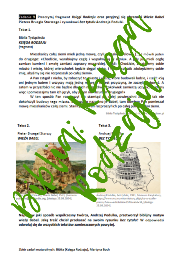 Matura: Biblia (Księga Rodzaju) *ZBIÓR ZADAŃ MATURALNYCH* – aktualne wymagania 2024/2025