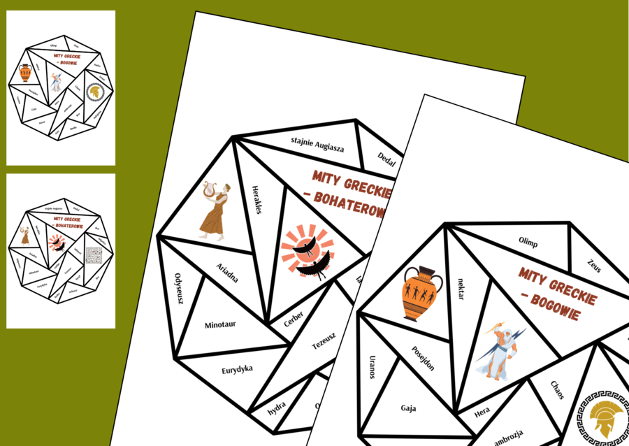 Mitologia grecka - BOGOWIE - BOHATEROWIE - mity – układanka – puzzle – egzamin – powtórka