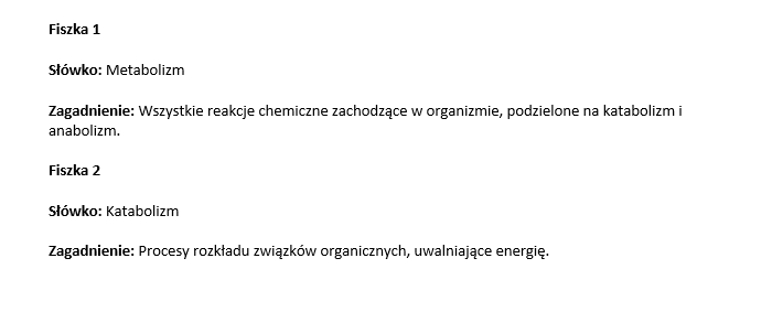 Fiszki- energia i metabolizm