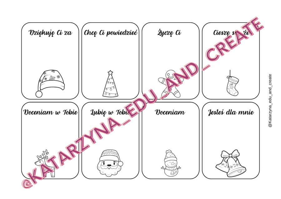 Boże Narodzenie – karteczki z miłymi słowami