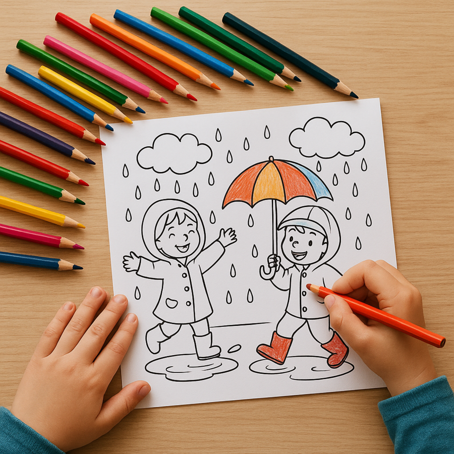 E-book „Deszczowe Inspiracje – Zabawy i Nauka pod Chmurką”