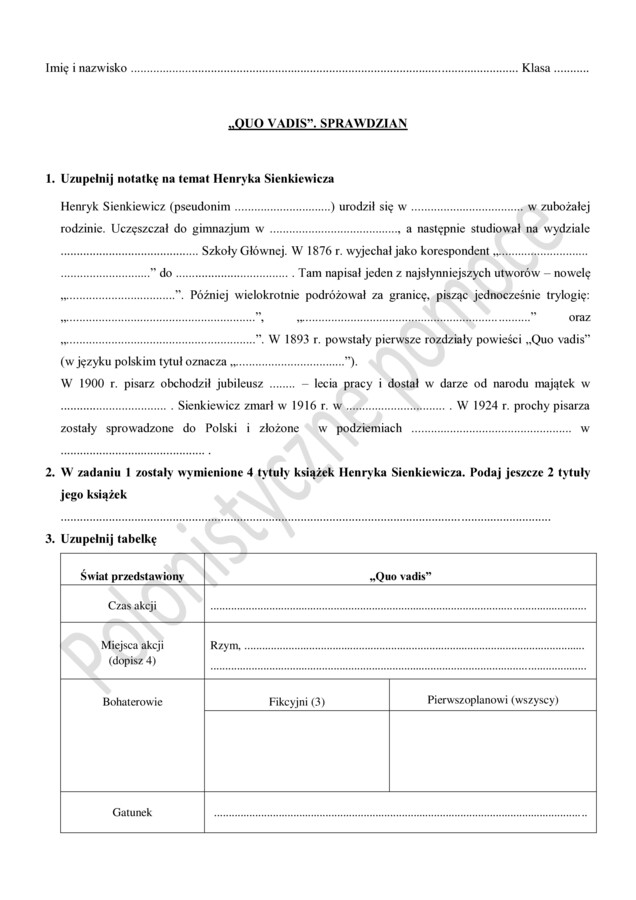 Quo vadis. Sprawdzian