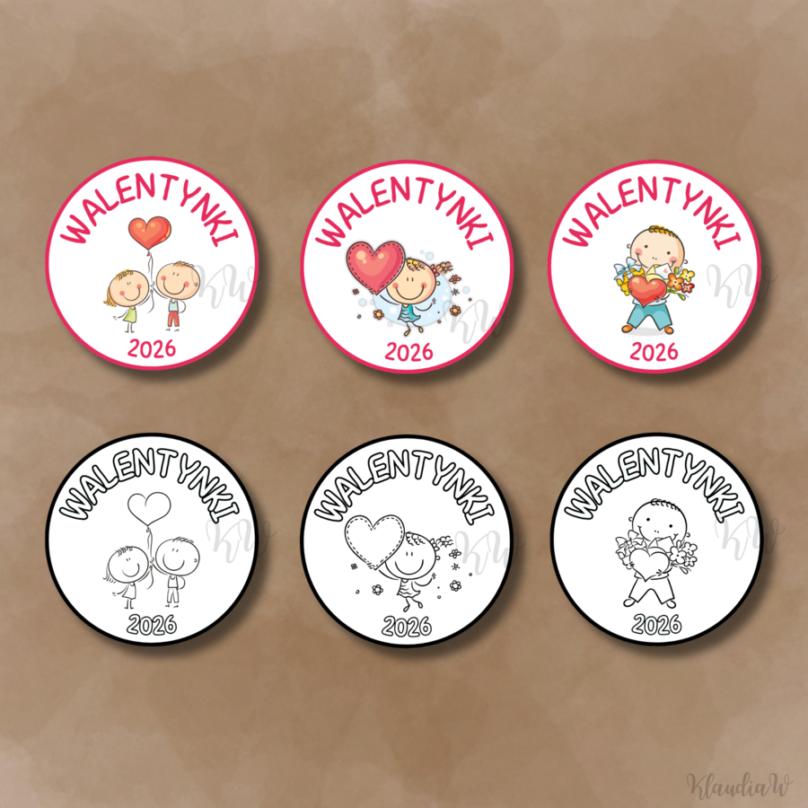 Walentynki - gotowy zestaw materiałów do druku (PDF)