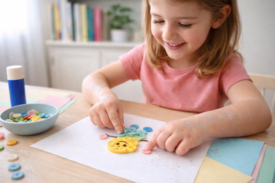 Deszczowe stworki z guzików