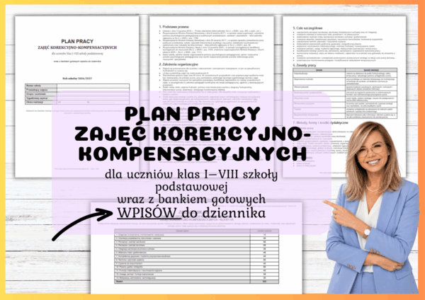 Plan pracy zajęć korekcyjno-kompensacyjnych dla klas I–VIII wpisy do dziennika