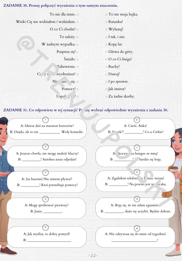 Naturalne reakcje językowe -materiał do nauki JPJO - poziom A1 - C1