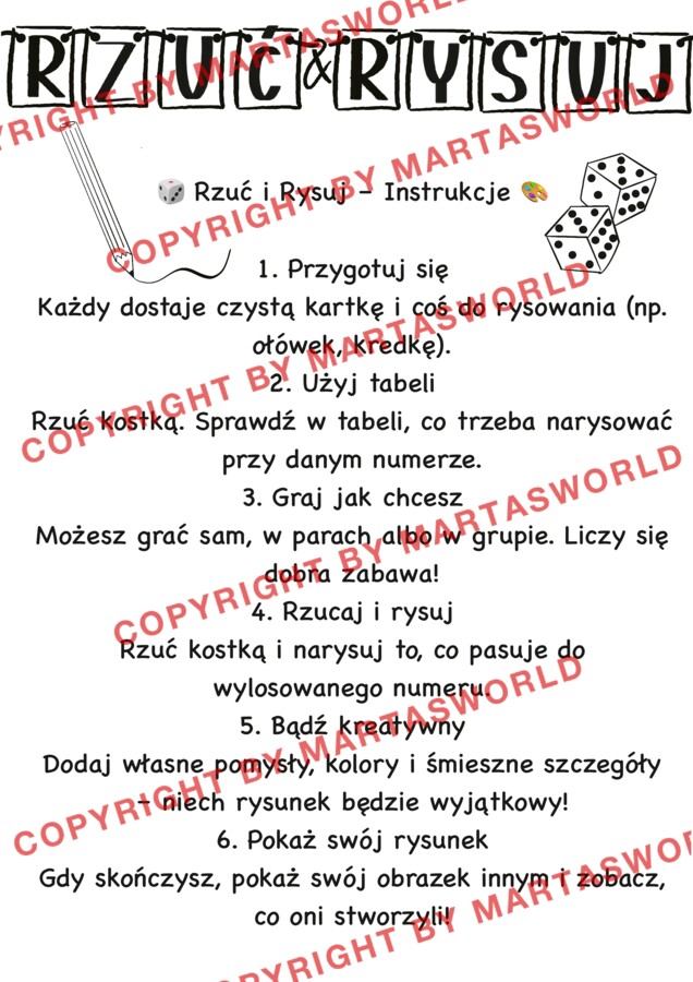 🎲✏️ Rzuć i Rysuj – Kreatywna Gra Rysunkowa! 🎨🧠