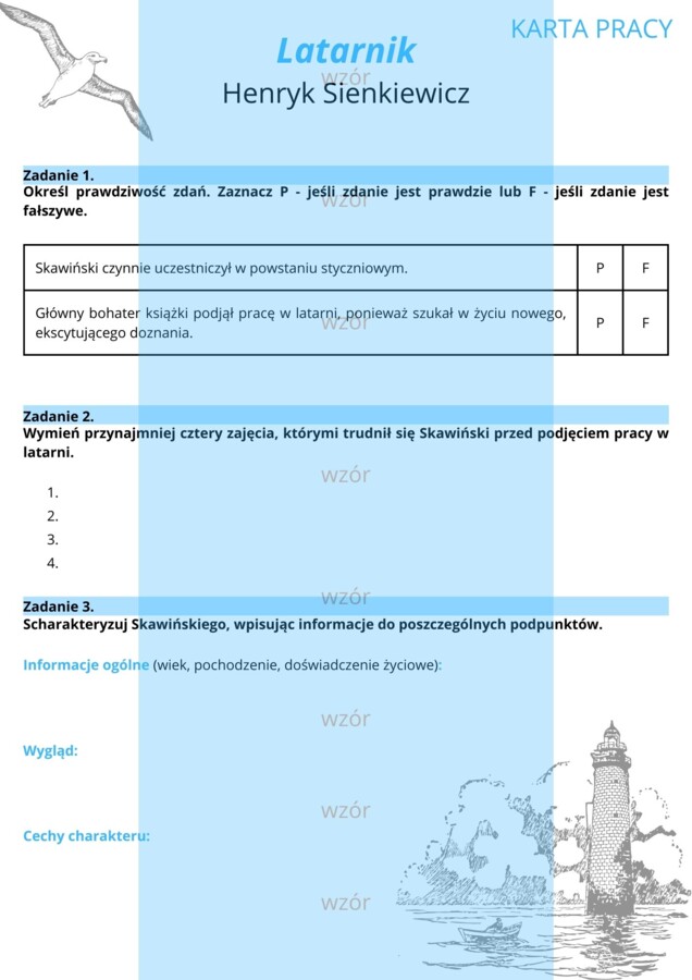 Latarnik - karta pracy
