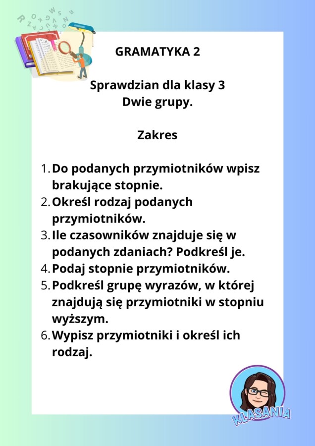 Sprawdzian- gramatyka nr 2