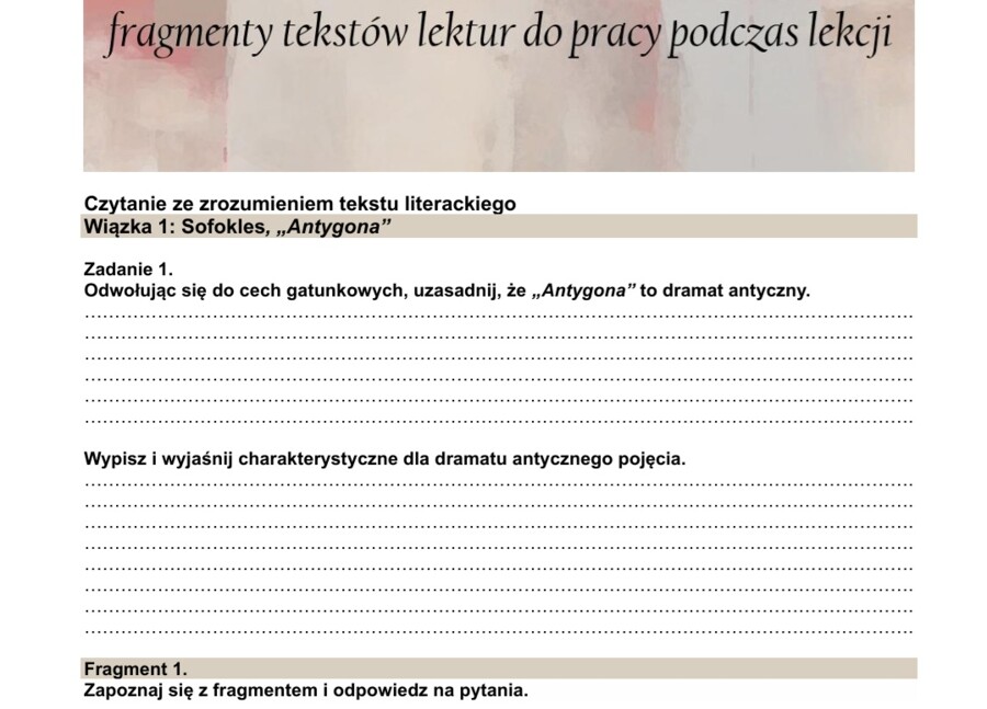 Karty pracy lektury licealne - krytyczne czytanie