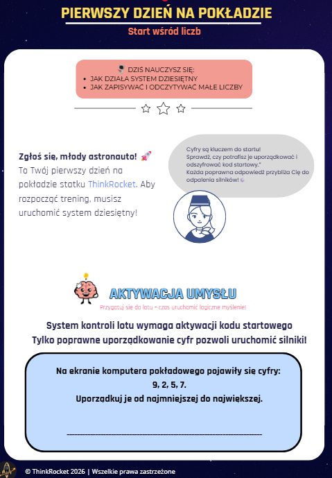 System dziesiętny w kosmicznej przygodzie (klasy 1–4) | Przetestuj styl ThinkRocket