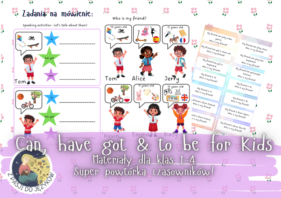 Zestaw gramatyczny czasowniki have got can to be is are am
