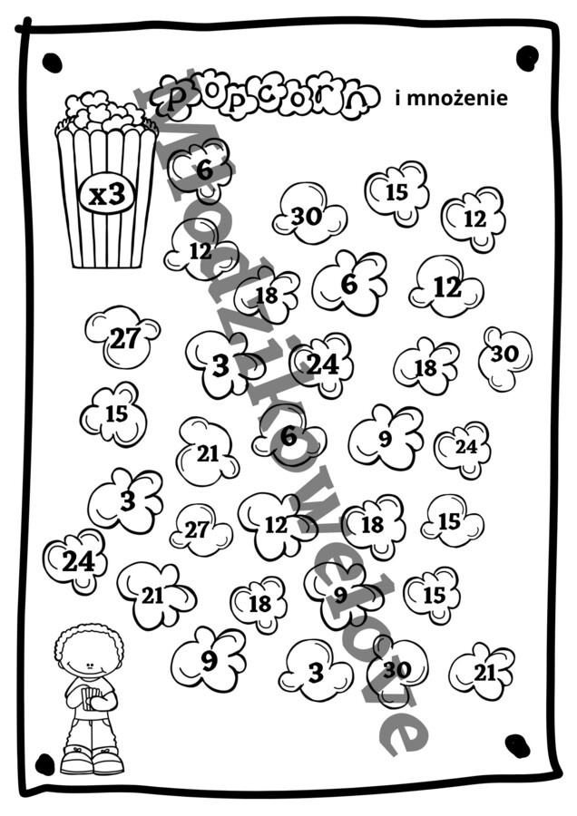 Popcorn i mnożenie -stolikowa gra dla dwojga