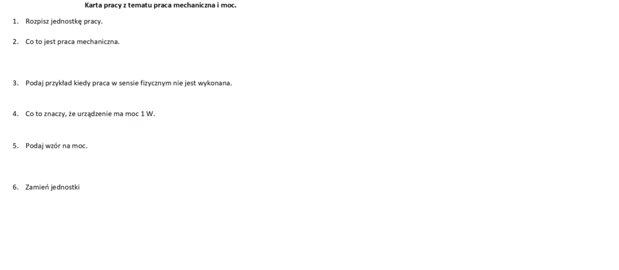 Praca mechaniczna i moc.