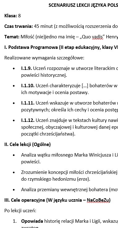Miłość (nie)jedno ma imię – „Quo vadis” Henryka Sienkiewicza. Scenariusz lekcji