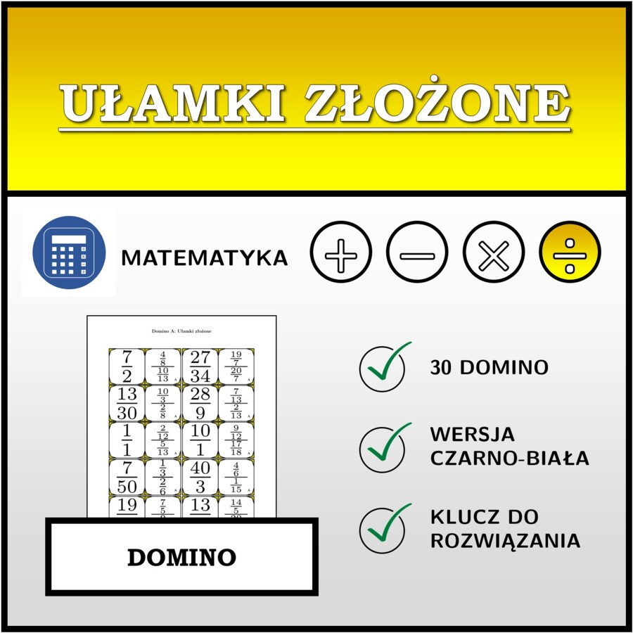 Domino - Ułamki złożone | matematyka