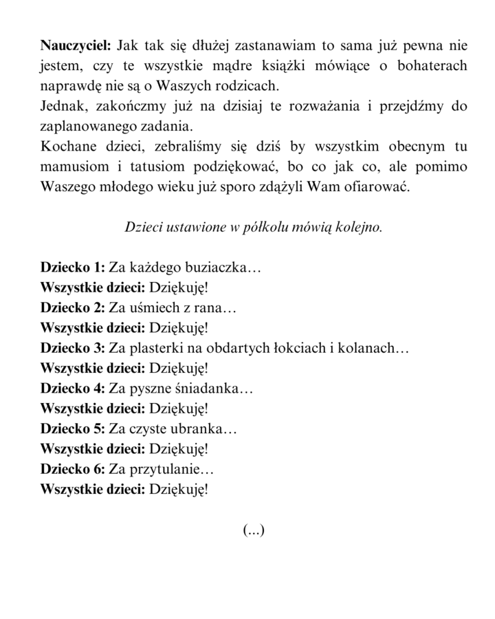 Mama i Tata- superbohaterowie; scenariusz przedstawienia dla grup przedszkolnych