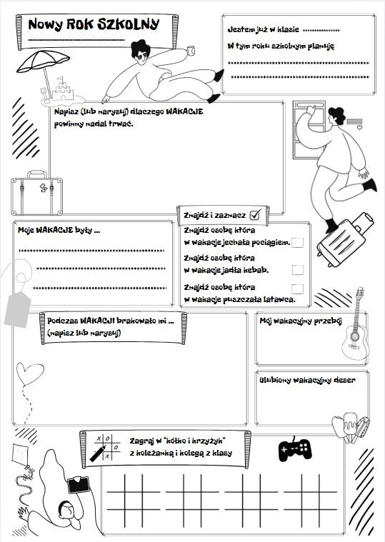 Karta pracy na pierwsze spotkanie po wakacjach