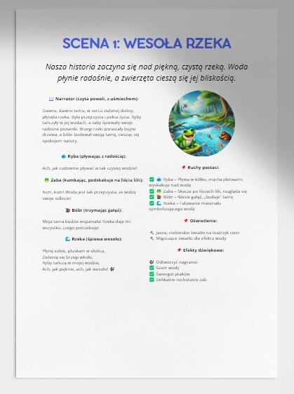 Teatrzyk cieni lub pacynkowy. Dlaczego rzeka płacze?