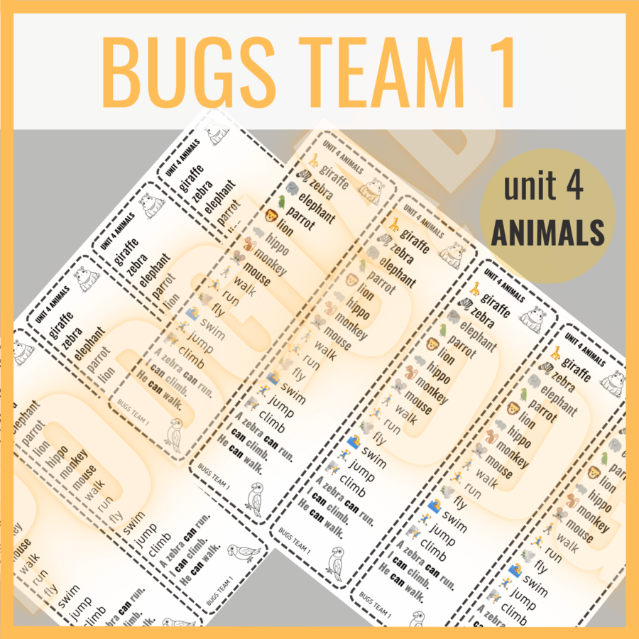 Bugs Team 1 unit 4 ANIMALS - zakładki do książki