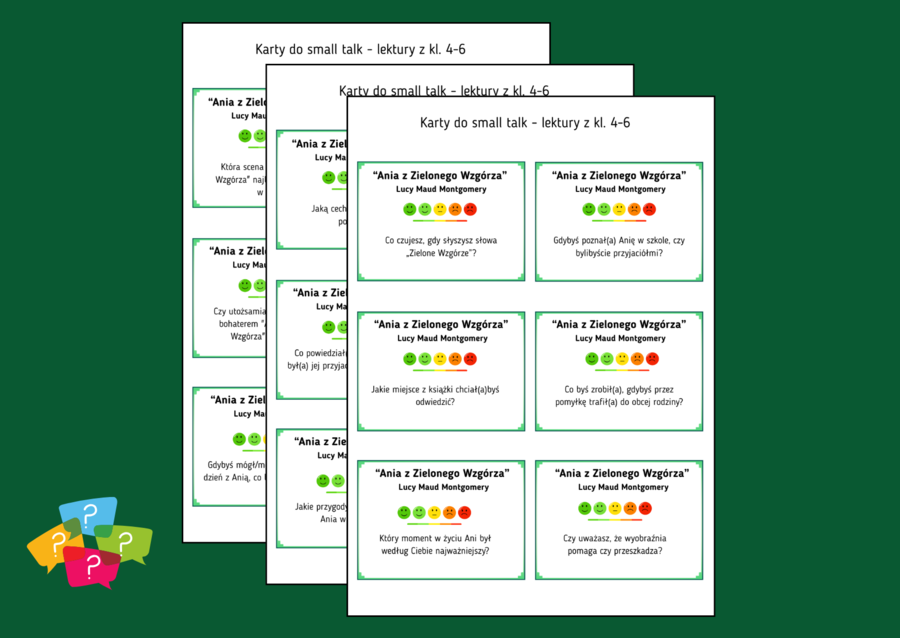 ANIA Z ZIELONEGO WZGÓRZA - Karty do SMALL TALK - lektury - gra
