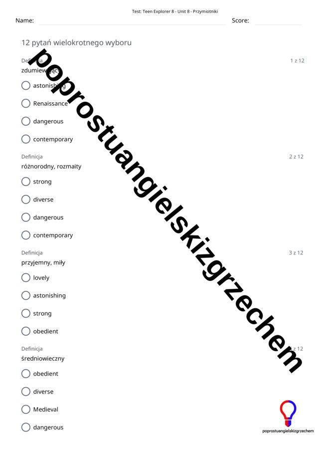 Teen Explorer 8 – Unit 8 – testy