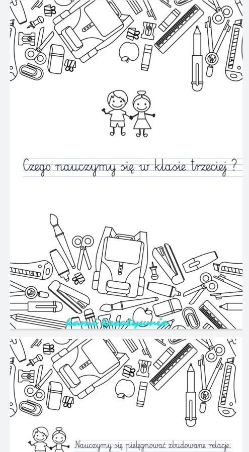 Czego nauczymy się w trzeciej klasie? - wersja do pokolorowania
