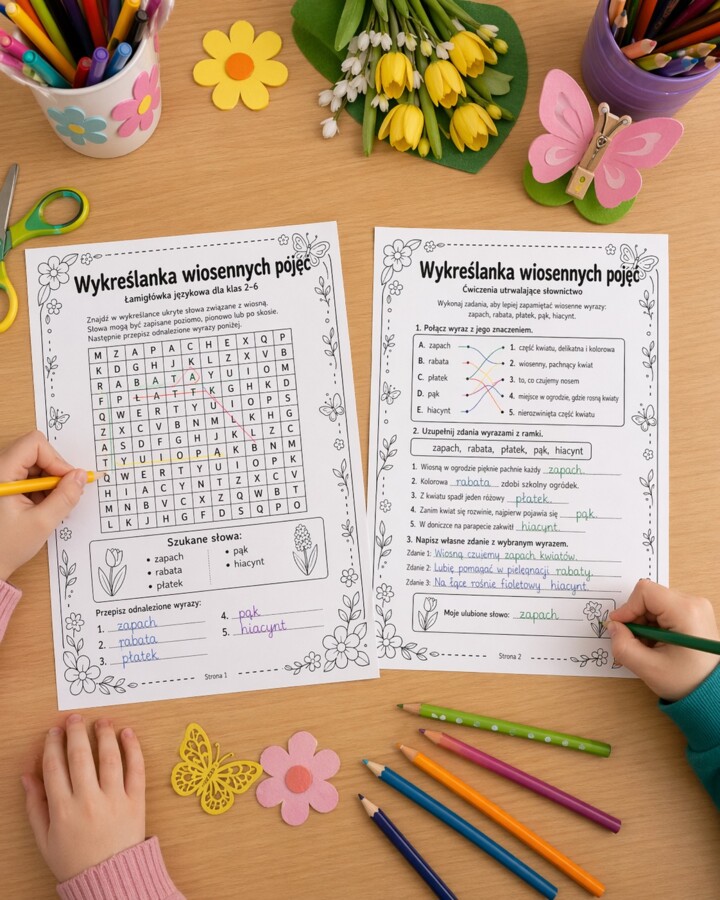Wykreślanka wiosennych pojęć