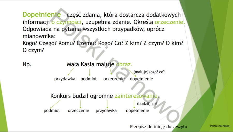 Okolicznik i dopełnienie - prezentacja.