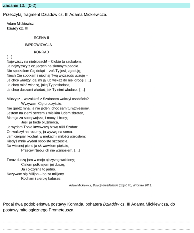 Test historycznoliteracki- Romantyzm (bez odpowiedzi)