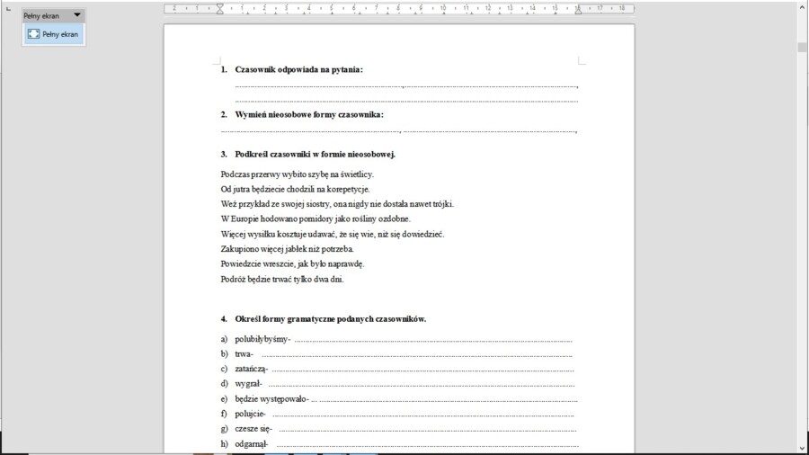 Czasownik - karta pracy.