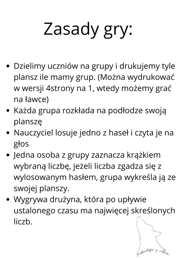 Podzielność liczb przez 2, 3, 4, 5, 9, 10, 100 - gra