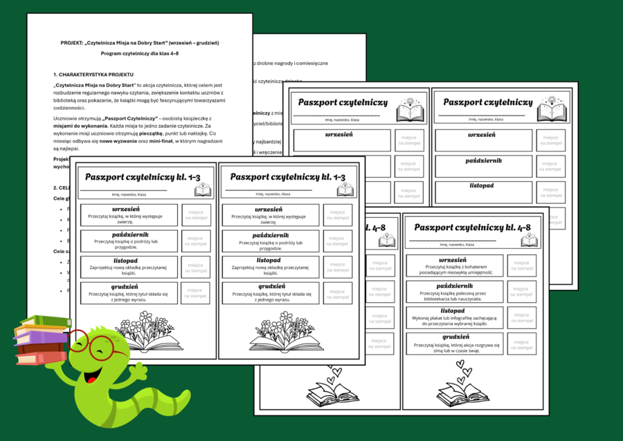 📚PROJEKT edukacyjno-czytelniczy CZYTELNICZA MISJA NA DOBRY START (wrzesień – grudzień) - dla klas 1-3 oraz 4-8 - biblioteka - język polski - zajęcia z wychowawcą