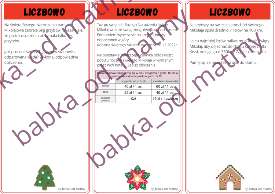 Matematyczno - Mikołajowe Monopoly dla kl. 7 - 8