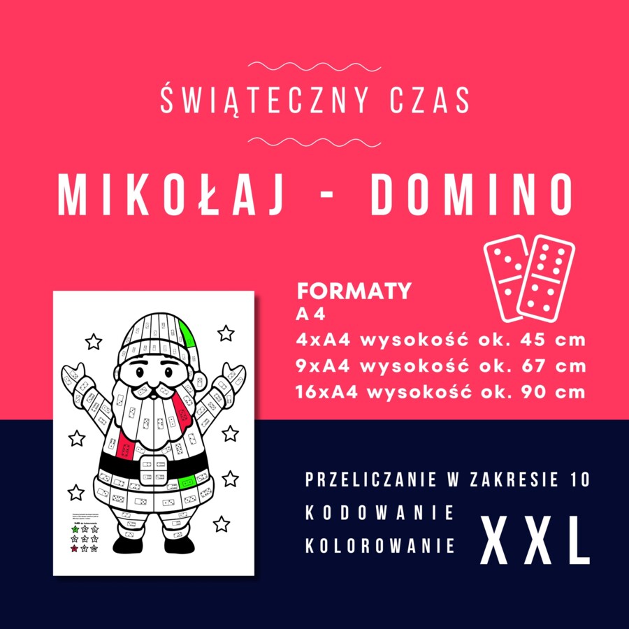 Mikołaj - domino xxl - aktywizująca kolorowanka