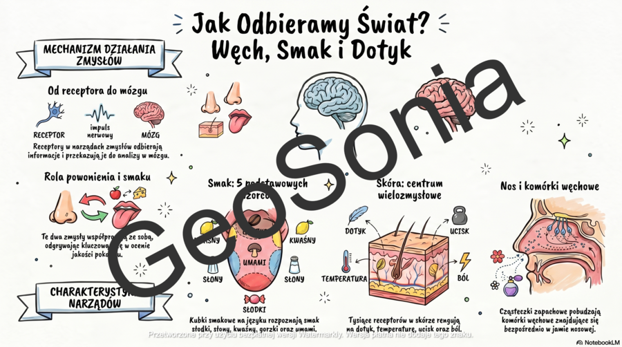 Zmysł powonienia, smaku i dotyku biologia klasa 7