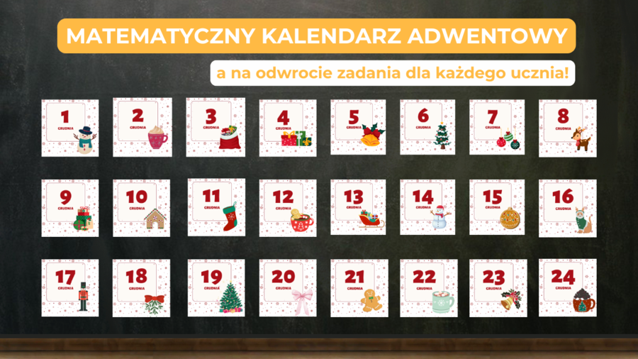 🎄📚 Matematyczny Kalendarz Adwentowy dla klas 4-6 ✨🎁