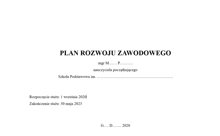 Plan rozwoju zawodowego na mianowanie biologia i chemia