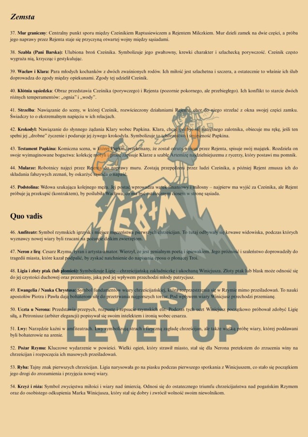 Analiza obrazków nawiązujących do lektur kl.7-8+ klucz odpowiedzi_Polski Level Up