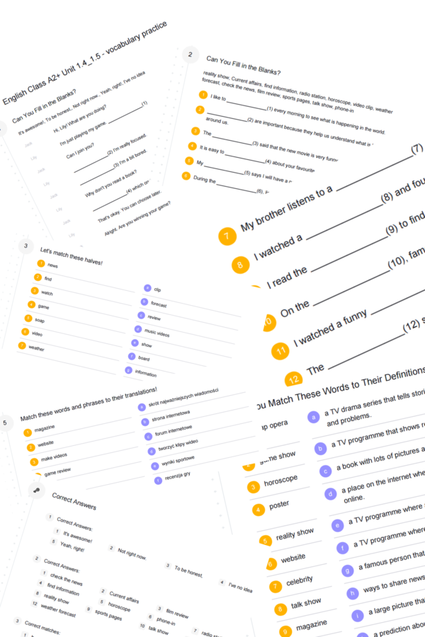 English Class A2+ – Unit 1.4_1.5 – vocabulary practice