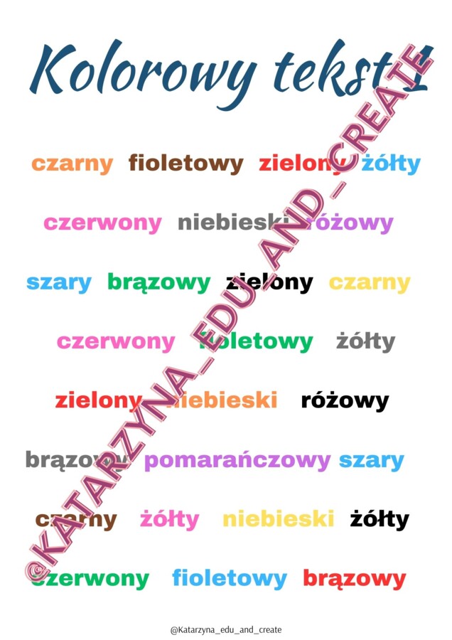 Kolorowy tekst - ćwiczenie koncentracji