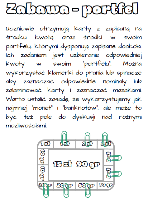 Ćwiczenia utrwalające znajomość jednostek monetarnych (złote i grosze)