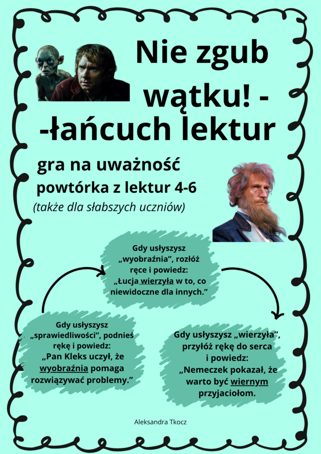 Nie zgub wątku - łańcuch lektur z klas 4-6 - gra uważnościowa