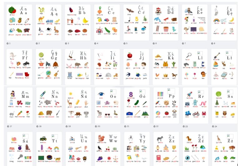 Czytanki sylabowe - obrazki, podział na sylaby