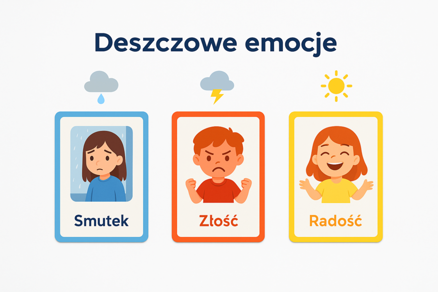 „Deszczowe emocje” – karty obrazkowe do rozmów o uczuciach