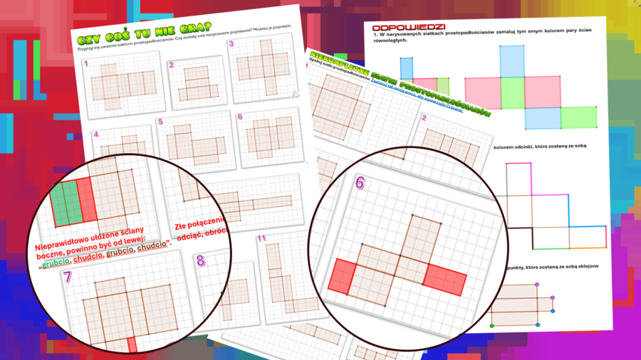 (klasa 5) Siatki prostopadłościanów - 3 karty pracy