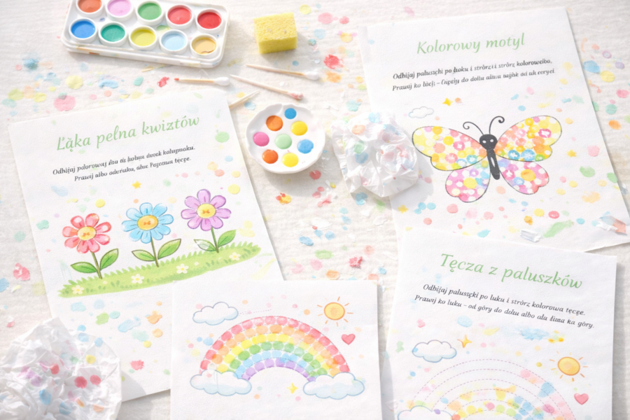 Wiosenne ślady paluszków – malowanki sensoryczne