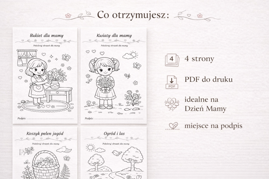 Bukiet dla mamy [Kolorowanka]