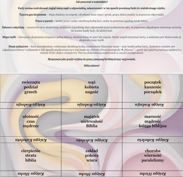 Skojarzenia lekturowe liceum